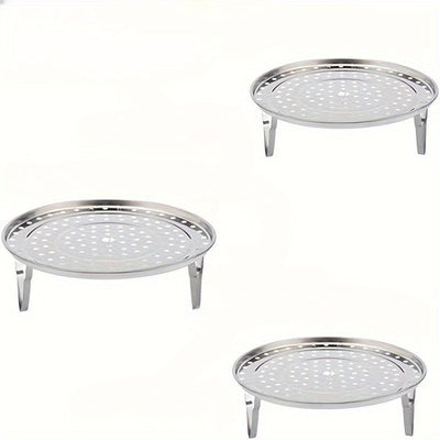 3 piezas de rejillas de acero inoxidable para vapor, insertos de vapor redondos univer, para olla de caldo, soportes de bandeja de vapor de cocina, con accesorios de rejilla de enlatado sin carga para artilugios de cocina para el hogar
