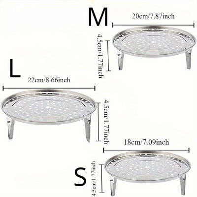 3 piezas de rejillas de acero inoxidable para vapor, insertos de vapor redondos univer, para olla de caldo, soportes de bandeja de vapor de cocina, con accesorios de rejilla de enlatado sin carga para artilugios de cocina para el hogar
