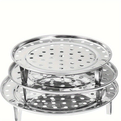 3 piezas de rejillas de acero inoxidable para vapor, insertos de vapor redondos univer, para olla de caldo, soportes de bandeja de vapor de cocina, con accesorios de rejilla de enlatado sin carga para artilugios de cocina para el hogar