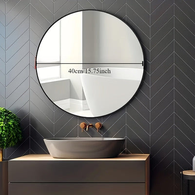 1 espejo redondo de pared con marco de acero inoxidable - Espejo de tocador versátil para baño, dormitorio y decoración del hogar - No requiere electricidad Decoraciones de Halloween y Navidad
