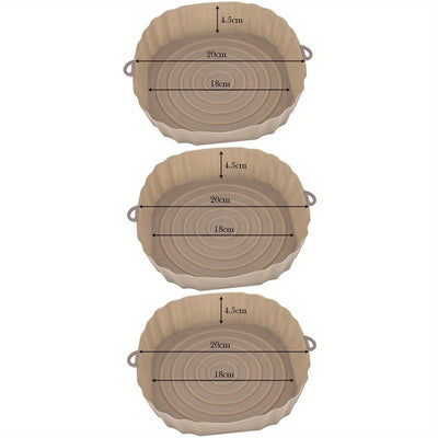 3 paquetes de revestimientos de silicona para freidoras de aire - 18,01 cm, alfombrillas reutilizables antiadherentes para cestas, bandejas de silicona de grado alimenticio, utensilios de cocina para freír con aire, hornear, accesorios para horno