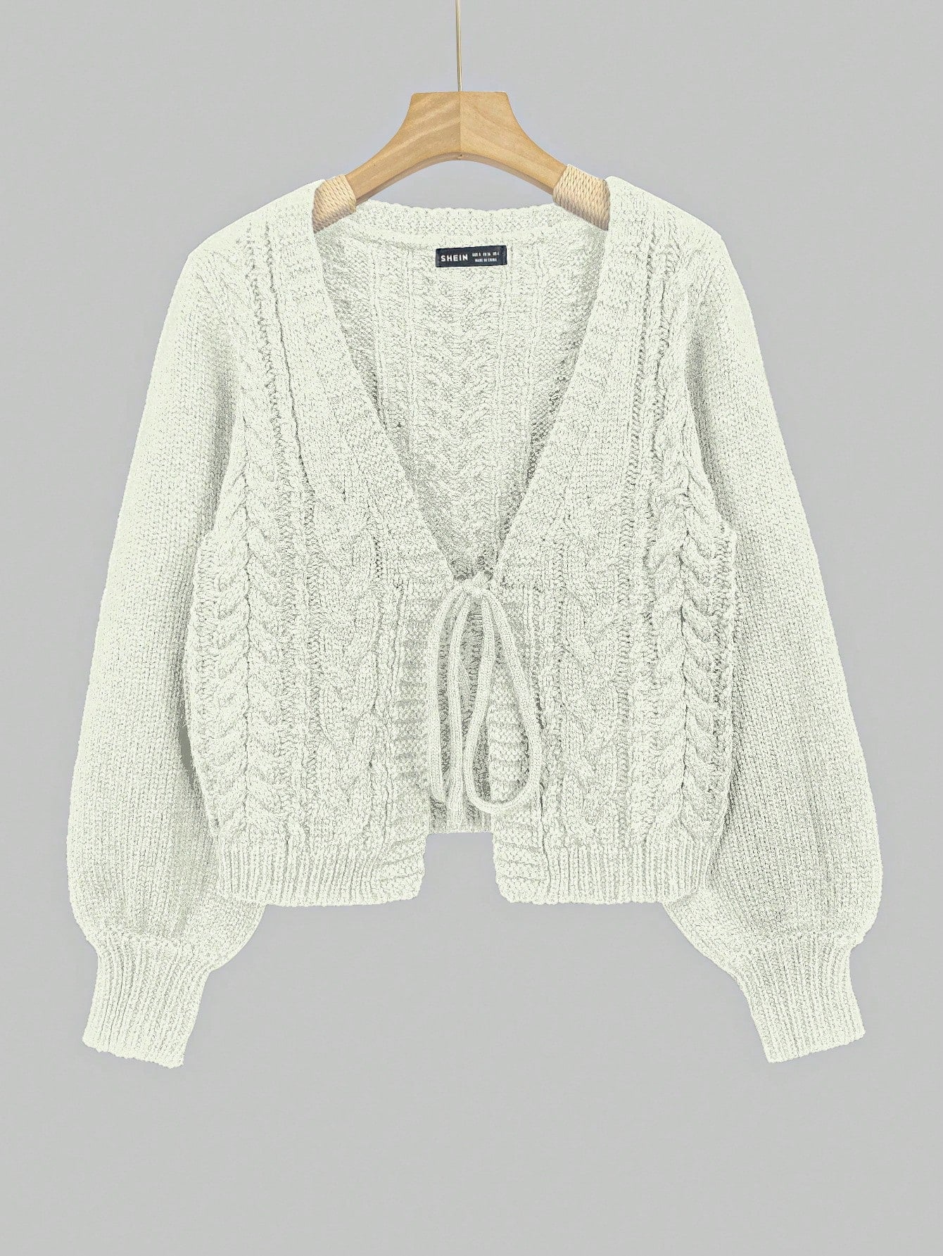 Moosta cardigan informal de manga de globo con nudo delantero de unicolor para otono/invierno
