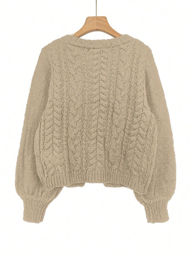 Moosta cardigan informal de manga de globo con nudo delantero de unicolor para otono/invierno