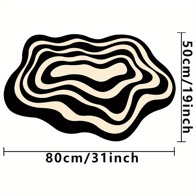 Alfombra de Área Moderna con Patrón Abstracto de Ondas en Blanco y Negro – Suave, Acogedora, Lavable a Mano, de Poliéster para Decoración de Salón o Dormitorio, 1100g/m², 7.5mm de Grosor, Diseño Minimalista, Alfombra Interior | Alfombra Minimalista | Alf