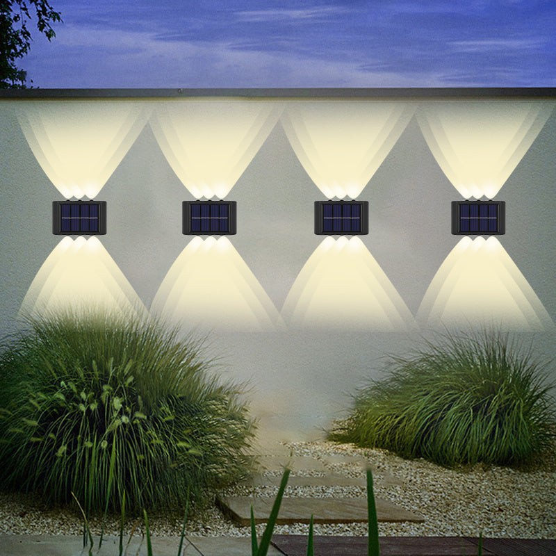 2 piezas de 6 luces solares LED de doble color frío y cálido, sensor de luz inteligente, sensor de tacto inteligente, adecuado para patio, calle, paisaje, jardín, luces de decoración para bodas al aire libre y camping.