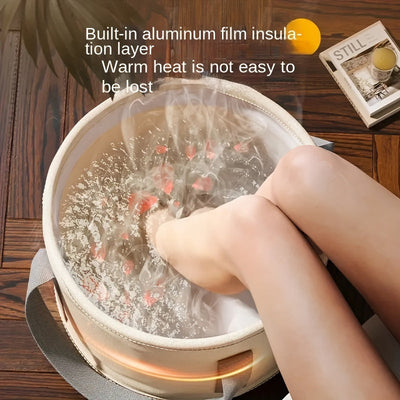 Bañera portátil plegable para remojo de pies, sin cables, con aislamiento de película de aluminio para retención de calor, diseño de 5 capas reforzadas, cubeta profunda plegable para spa en casa y viajes, balde para spa de pies sin aroma, bañera para rem