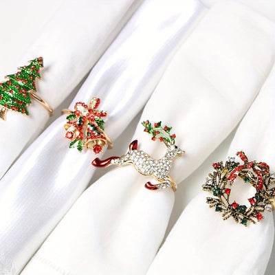 Conjunto de 6 Anillos Dorados para Servilletas para Decoración de Mesas Festivas - ¡Perfectos para Navidad, Acción de Gracias, Pascua, Cumpleaños y Más!