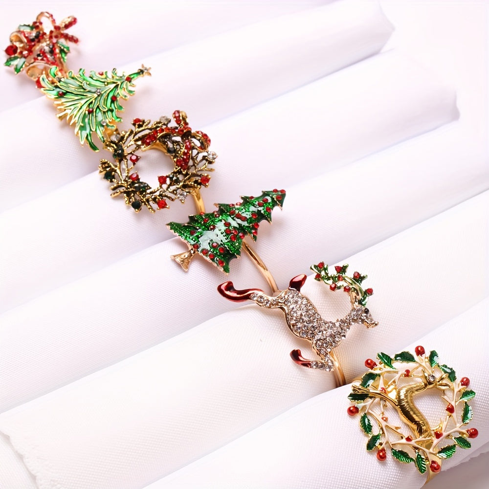 Conjunto de 6 Anillos Dorados para Servilletas para Decoración de Mesas Festivas - ¡Perfectos para Navidad, Acción de Gracias, Pascua, Cumpleaños y Más!