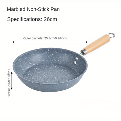 [Cocina Sin Esfuerzo] Sartén Antiadherente Retro con Mango de Madera - Acero Inoxidable, Fácil de Limpiar, Multifuncional para Cocina a Gas y de Inducción, Ideal para Bistec, Panqueques y Más, Compatible con Inducción | Sartén de Estilo Retro | Sartén de