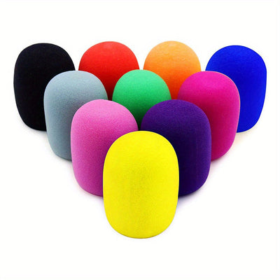4pcs Cubiertas de Espuma para Micrófono Vibrantes - Gruesas, Suaves Pantallas Antiviento para Micrófono de Mano en Rojo, Verde, Azul, Amarillo - Elásticas, Fáciles de Usar para KTV, Conferencias, Actuaciones, Micrófono para Grabación