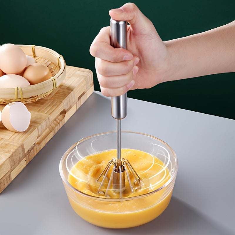 Batidor Manual de Huevo de Acero Inoxidable - Tipo de Presión, Mezclador Semi-Automático para Hornear y Cocinar, Utensilio de Cocina Duradero, Hogar, Batidor de Crema, Accesorios de Cocina, Múltiples Tipos de Mezcla