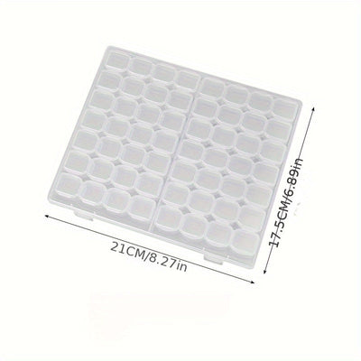 Caja organizadora de joyas de plástico transparente de 56 rejillas con tapas a presión para almacenamiento de cuentas, aretes y accesorios de manualidades.