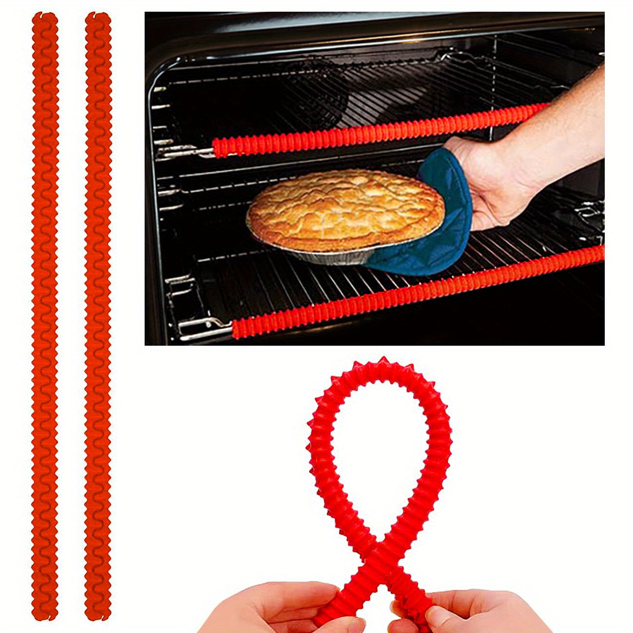 2 paquetes de protectores de bordes de rejilla de horno de silicona - Protectores de estantes de horno resistentes al calor, sin BPA, aptos para alimentos, prevención de quemaduras, herramienta de cocina para la seguridad del horno