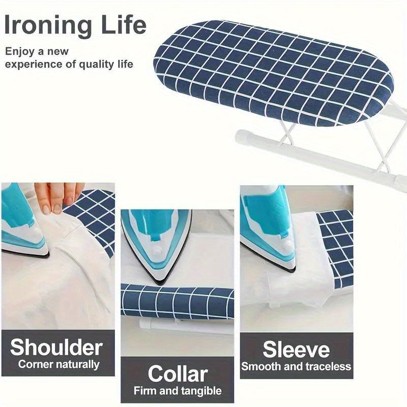 Una tabla de planchar plegable compacta y portátil con pies antideslizantes, alfombrilla resistente al calor y un marco de acero engrosado - Diseñada para ahorrar espacio en salas de costura y manualidades, mide 25,91 x 10,92 x 7,87 cm, esta pequeña tabl