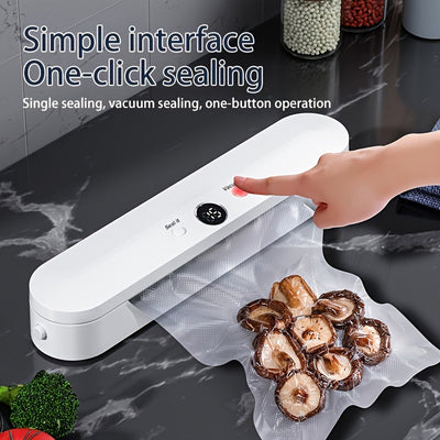 Enchufador de EE. UU.] Máquina Selladora al Vacío HOTU 1 Pieza con 10 Bolsas Gratis, Máquina Selladora Plástica Automática para el Hogar, Envasadora de Alimentos, Pequeña Máquina de Conservación de Snacks