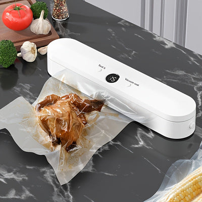 Enchufador de EE. UU.] Máquina Selladora al Vacío HOTU 1 Pieza con 10 Bolsas Gratis, Máquina Selladora Plástica Automática para el Hogar, Envasadora de Alimentos, Pequeña Máquina de Conservación de Snacks