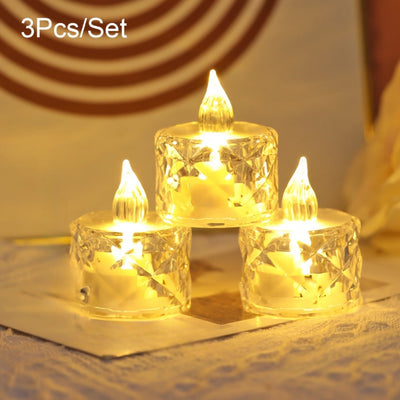 3 velas LED con diseños recortados, operadas con batería, sin llama y controladas con interruptor, ideales para decoración interior/exterior, perfectas para cumpleaños, fiestas, bodas y San Valentín, incluye tamaños pequeño, mediano y grande