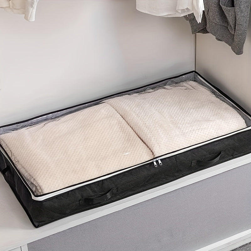 Bolsa de Almacenamiento Extra Grande para Debajo de la Cama con Asas de Fácil Transporte - Transpirable, Organizador Plegable para Ropa, Edredones y Lencería - Solución Ahorradora de Espacio para el Dormitorio, Ganchos de Utilidad