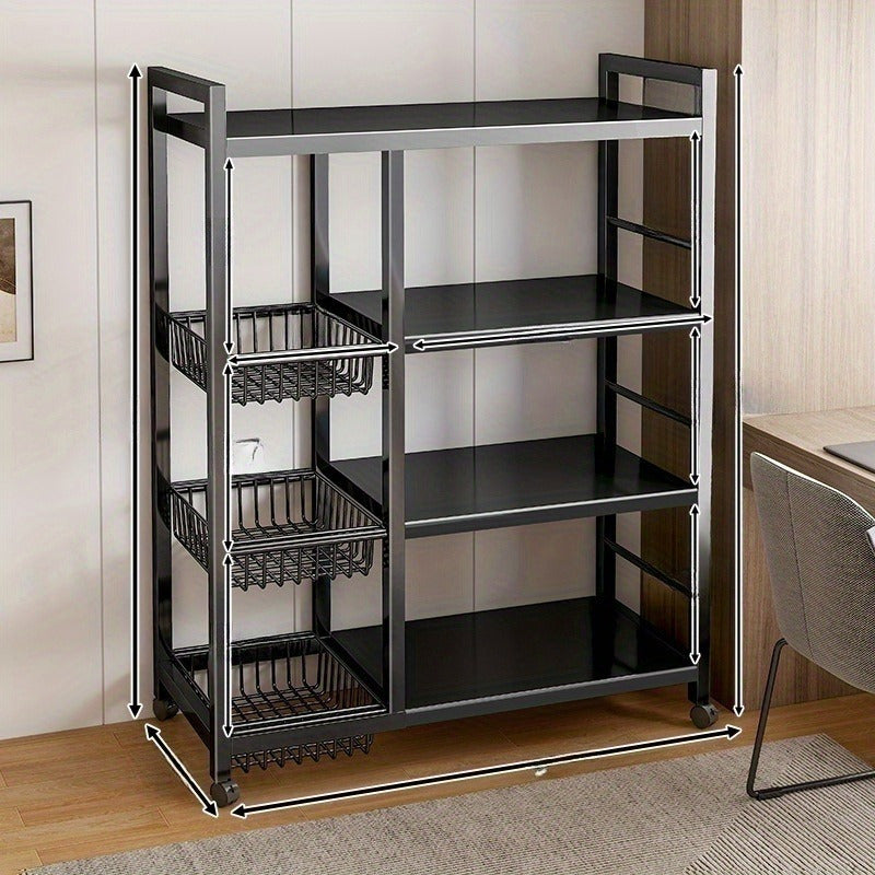 Estantería de Cocina de Acero de Alta Resistencia con Estabilizador Ajustable - Estantería Abierta de Múltiples Niveles para Microondas y Electrodomésticos, No Requiere Montaje