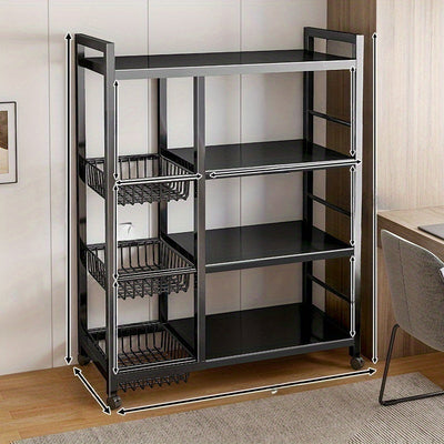 Estantería de Cocina de Acero de Alta Resistencia con Estabilizador Ajustable - Estantería Abierta de Múltiples Niveles para Microondas y Electrodomésticos, No Requiere Montaje