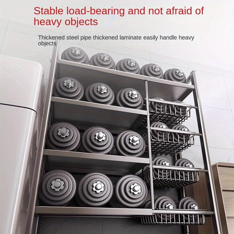Estantería de Cocina de Acero de Alta Resistencia con Estabilizador Ajustable - Estantería Abierta de Múltiples Niveles para Microondas y Electrodomésticos, No Requiere Montaje