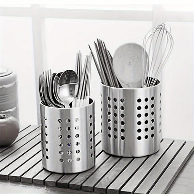 Soporte para utensilios de acero inoxidable - Organizador multiusos para cocina para palillos, cucharas, tenedores, cuchillos - Almacenamiento de cubiertos de calidad alimentaria para uso doméstico y comercial