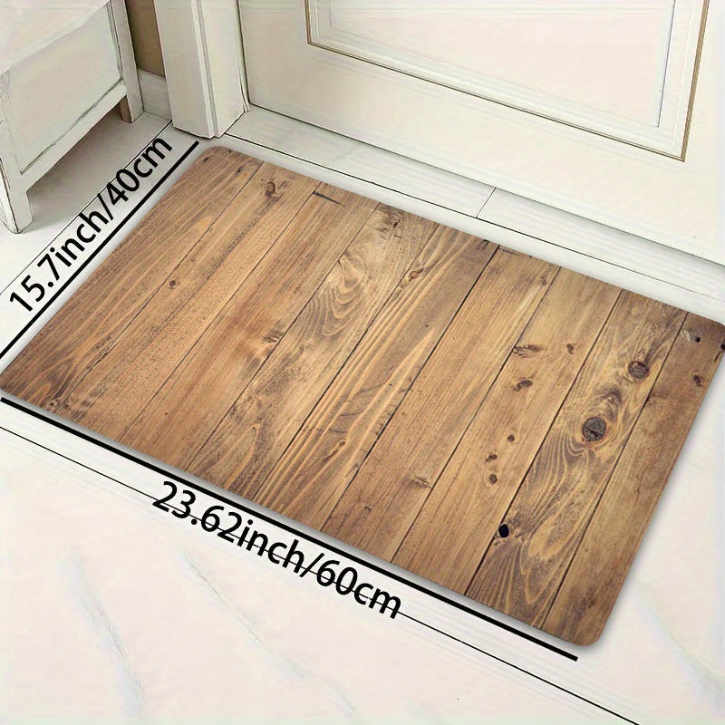 Encanto acogedor] Tapete de piso con diseño de vetas de madera vintage - Textura rústica de madera, tapete de poliéster lavable a máquina para cocina, baño, sala, dormitorio y entrada, alfombras de cocina