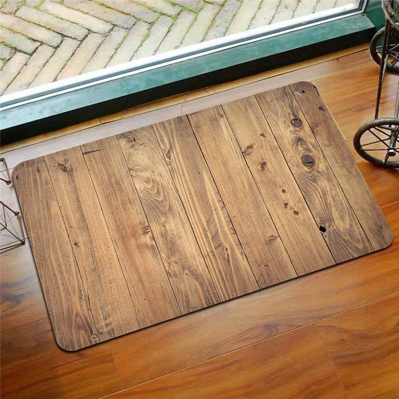 Encanto acogedor] Tapete de piso con diseño de vetas de madera vintage - Textura rústica de madera, tapete de poliéster lavable a máquina para cocina, baño, sala, dormitorio y entrada, alfombras de cocina