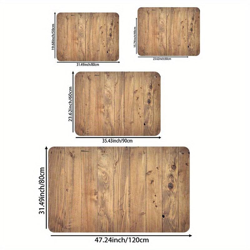 Encanto acogedor] Tapete de piso con diseño de vetas de madera vintage - Textura rústica de madera, tapete de poliéster lavable a máquina para cocina, baño, sala, dormitorio y entrada, alfombras de cocina
