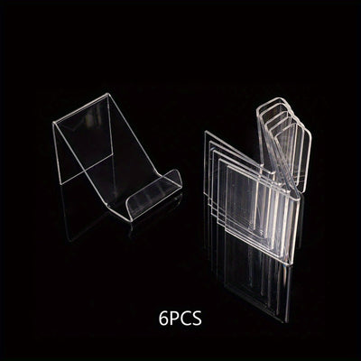 GLOBLELAND 6pcs Soportes de Libros de Acrílico Transparente, 9.5x6.5x6.5 cm - Elegantes Estantes de Exhibición de Escritorio