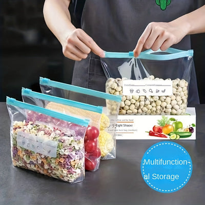 Bolsas de almacenamiento de alimentos para la organización de la cocina de material PET, 10 unidades - Bolsas de sellado al vacío reutilizables y resistentes a fugas