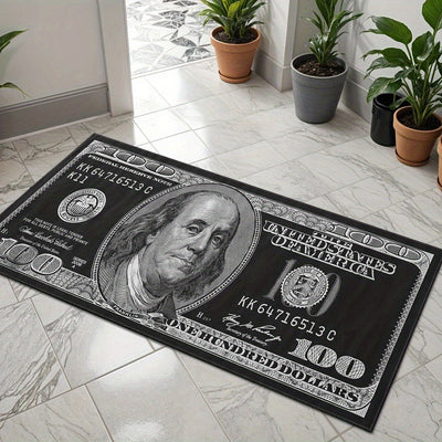 1 pieza de alfombra con patrón de dólares, alfombra larga para cabecera, alfombra para pasillo de entrada, alfombra suave negra, decoración creativa
