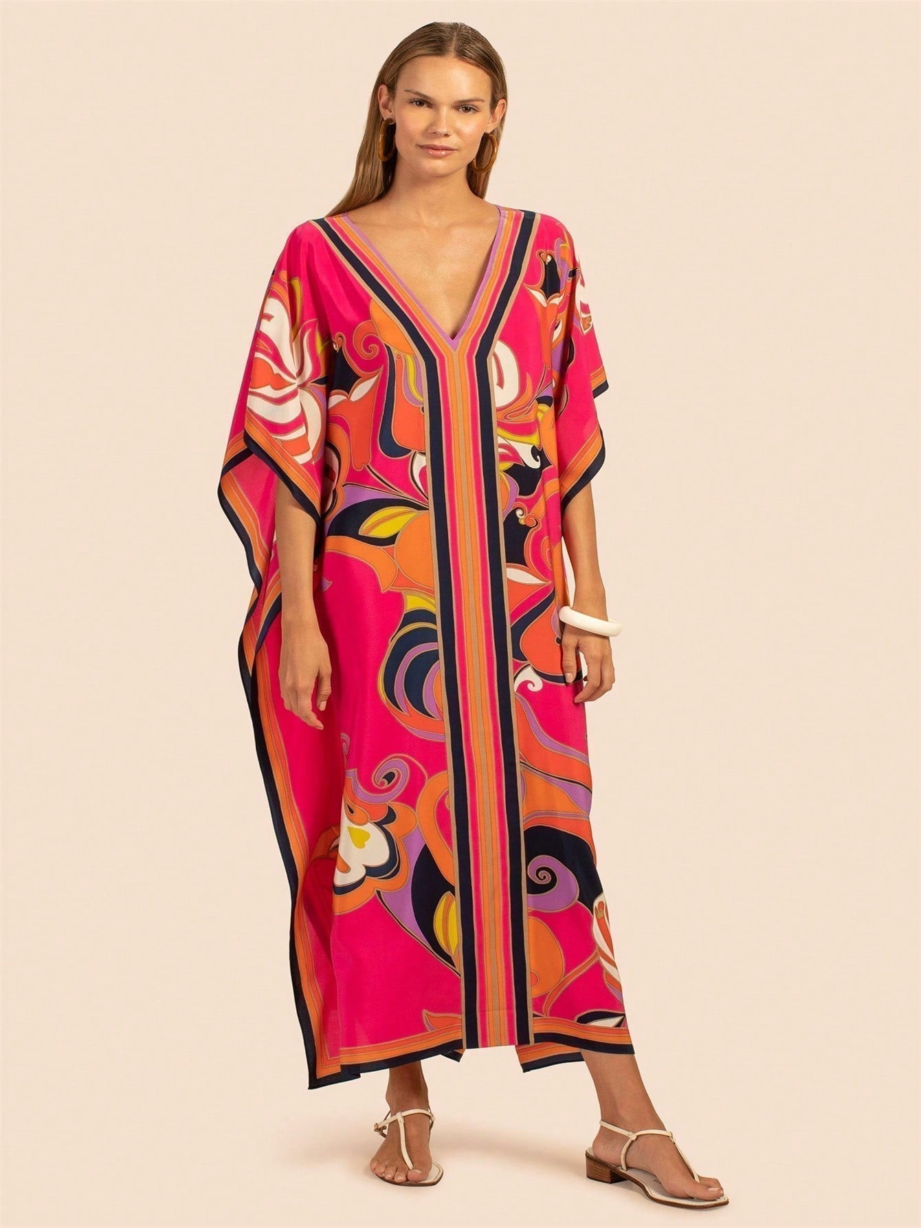 Bata de playa de una sola pieza con mangas largas y posicionamiento de estampado para vacaciones, camisa de cubrimiento de bikini protectora contra el sol