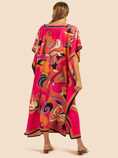 Bata de playa de una sola pieza con mangas largas y posicionamiento de estampado para vacaciones, camisa de cubrimiento de bikini protectora contra el sol