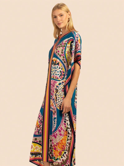 Vestido de una pieza con manga larga tipo pareo para playa, con estampado impreso, ideal para vacaciones, cubre bikini y protege del sol