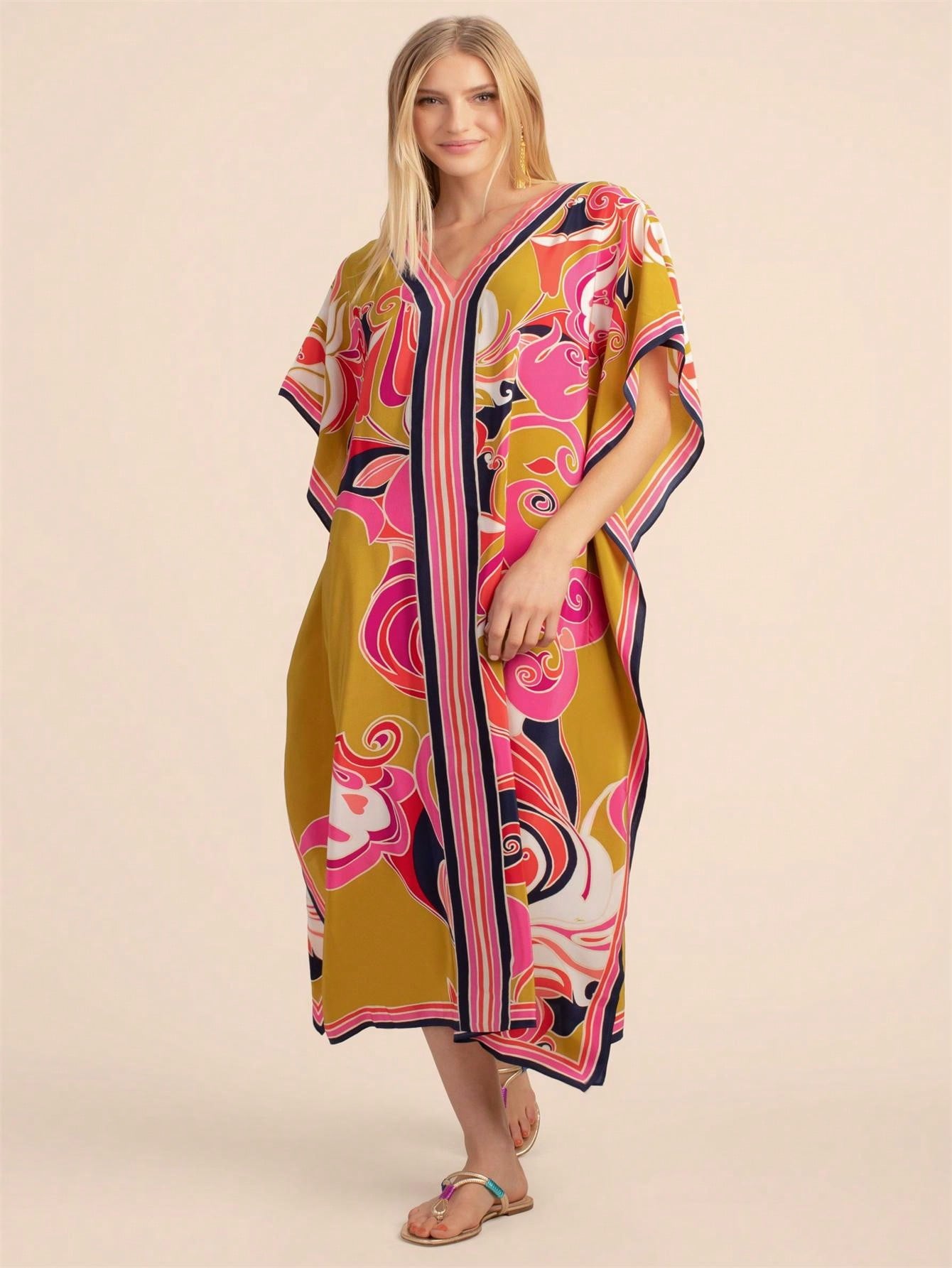 Bata de playa de una sola pieza con mangas largas y posicionamiento de estampado para vacaciones, camisa de cubrimiento de bikini protectora contra el sol