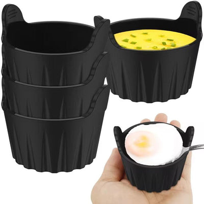 4pcs Cocedores de Huevos de Silicona para Freidora de Aire - Reutilizables, Antiadherentes para Microondas con Vasos