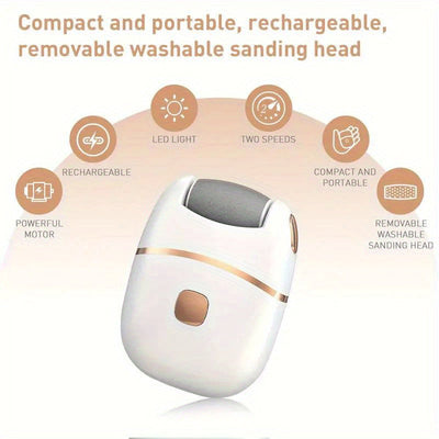 Un desmastrillador eléctrico con 2 cabezas de molienda, diseñado para uso doméstico para eliminar la piel muerta, eliminar, embellecer los pies y condiciones de los pies, adecuado para adultos, una herramienta de cuidado de los pies para viajes familiare