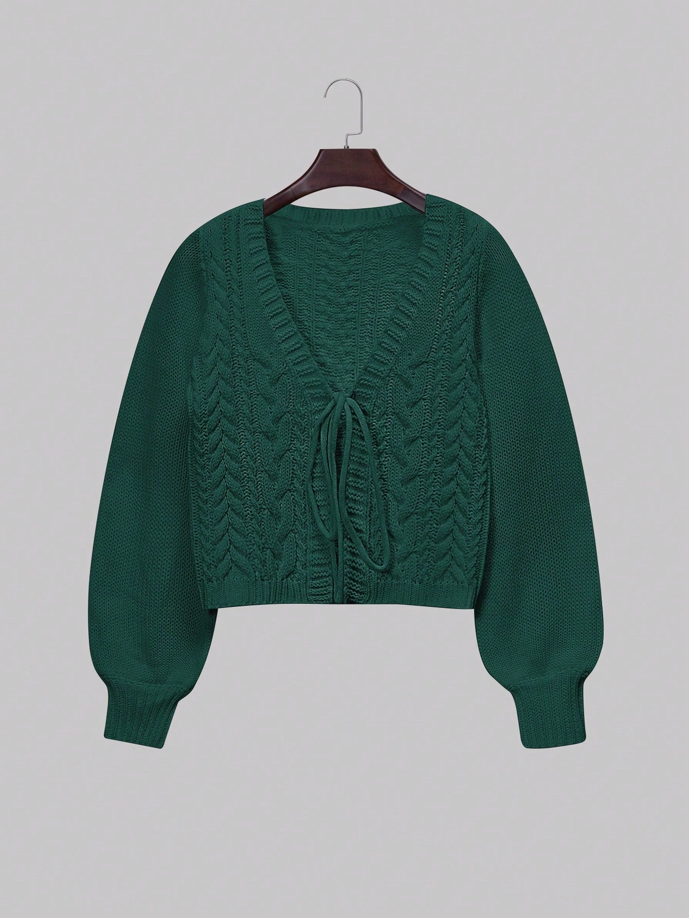 Moosta cardigan informal de manga de globo con nudo delantero de unicolor para otono/invierno
