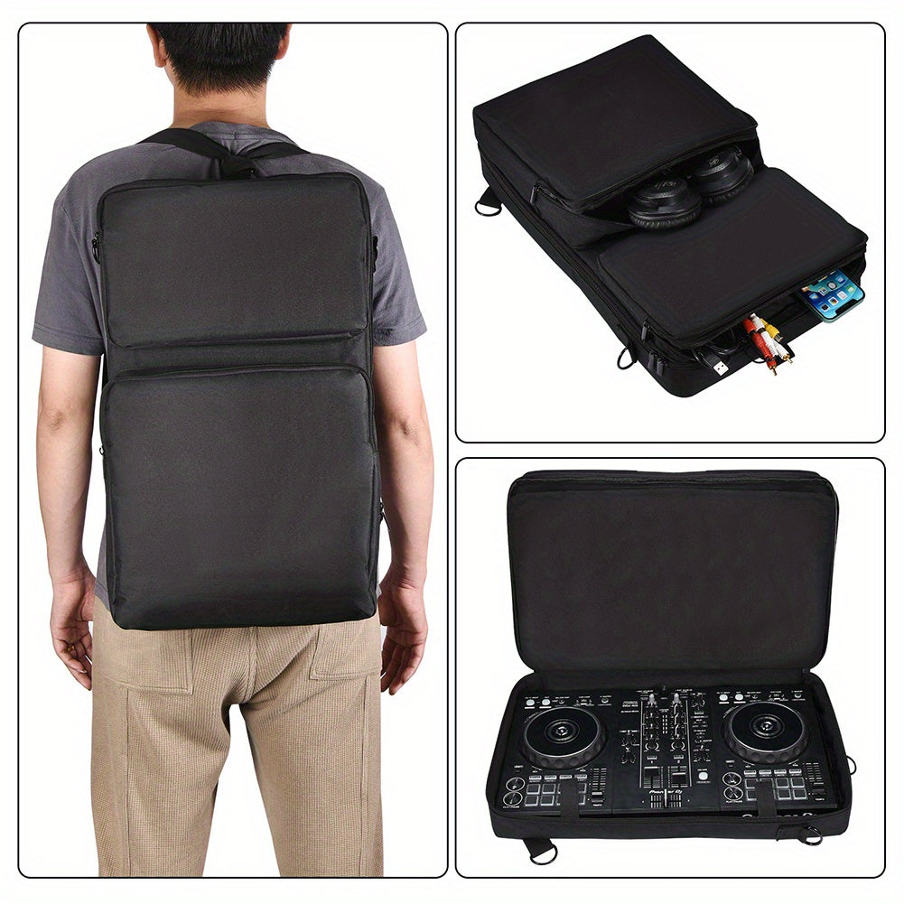 Estuche de transporte para controlador de DJ multifuncional con correa de hombro ajustable, bolsa organizadora de cables de viaje portátil de poliéster duradero.