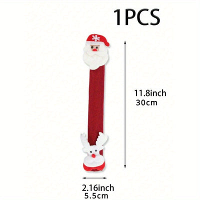 Cubiertas festivas para manijas de horno y refrigerador de Navidad - Poliéster, sin batería, perfectas para la decoración navideña del hogar