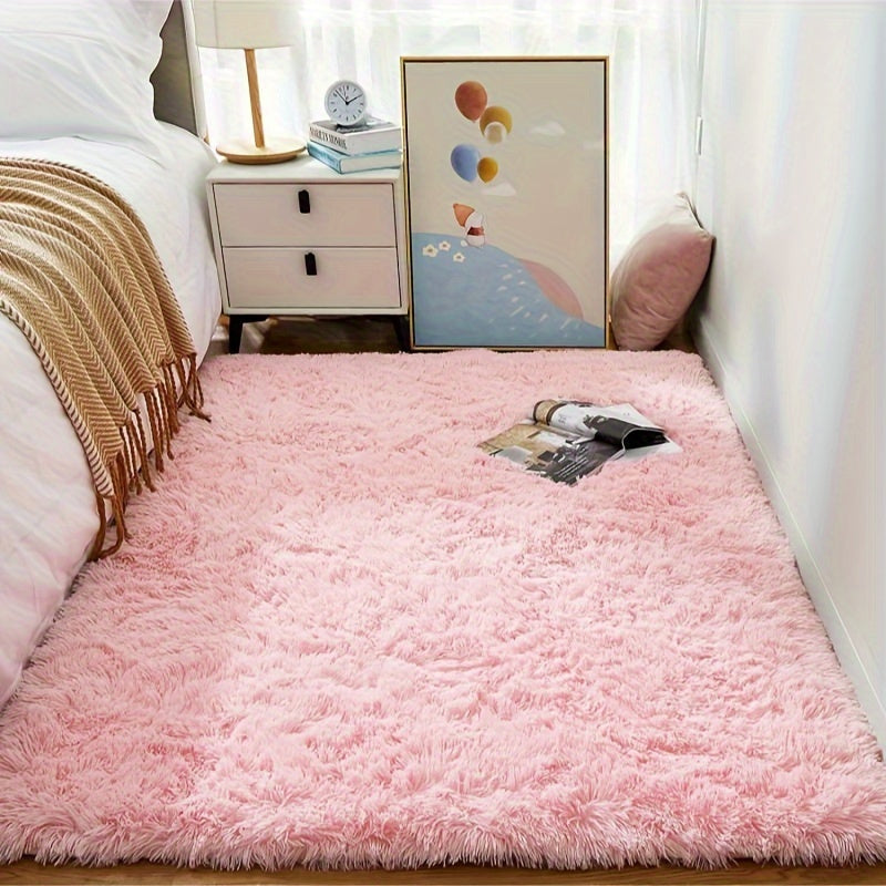 Alfombra de Área Rosa Suave y Peluda de Poliéster - Alfombra Acogedora y Felpuda para Dormitorio, Guardería, Decoración de Dormitorio - Pequeña Alfombra Antideslizante Lavable Ultra Acogedora - Se Recomienda Limpieza en Seco