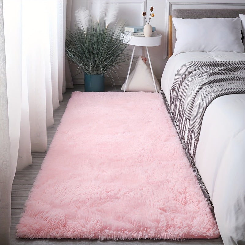 Alfombra de Área Rosa Suave y Peluda de Poliéster - Alfombra Acogedora y Felpuda para Dormitorio, Guardería, Decoración de Dormitorio - Pequeña Alfombra Antideslizante Lavable Ultra Acogedora - Se Recomienda Limpieza en Seco