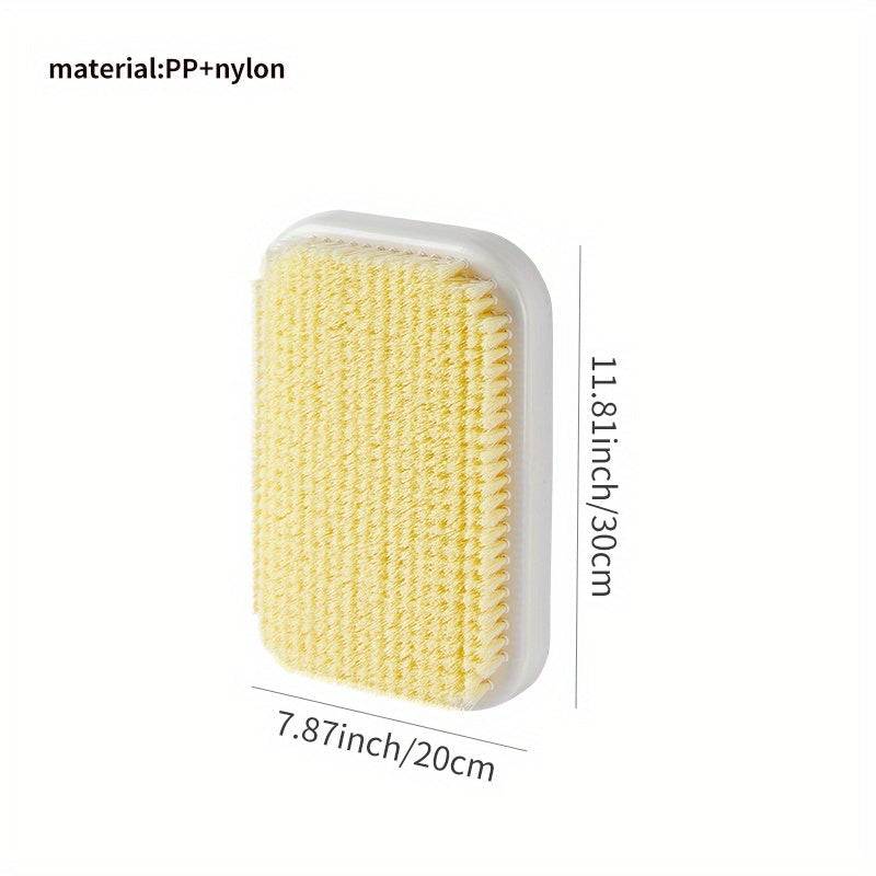 1pc Cepillo Exfoliante Suave para Espalda - Fregador de Ducha Montado en Pared con Cerdas Duraderas y Diseño Elegante, Accesorio de Baño Ahorrador de Espacio para Cuidado Personal, Mango de Plástico Suave, Color Beige Claro