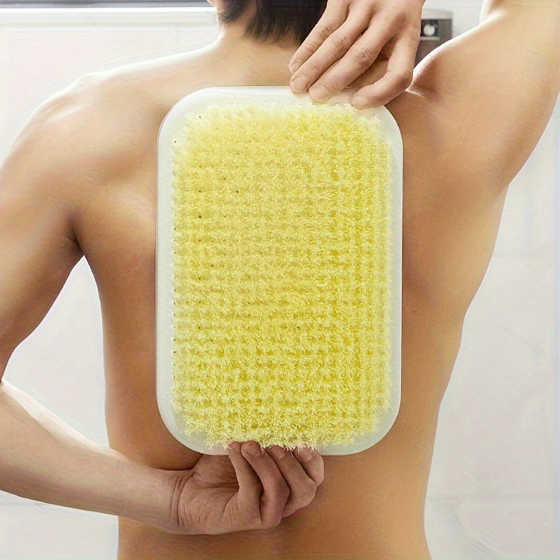 1pc Cepillo Exfoliante Suave para Espalda - Fregador de Ducha Montado en Pared con Cerdas Duraderas y Diseño Elegante, Accesorio de Baño Ahorrador de Espacio para Cuidado Personal, Mango de Plástico Suave, Color Beige Claro