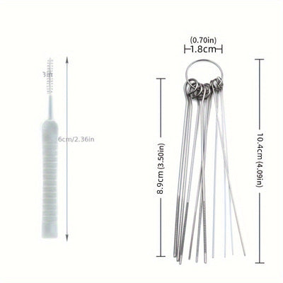 Juego de 2 herramientas multiusos para limpiar cabezales de ducha, cepillo para limpieza de orificios pequeños y accesorios funcionales para espacios estrechos