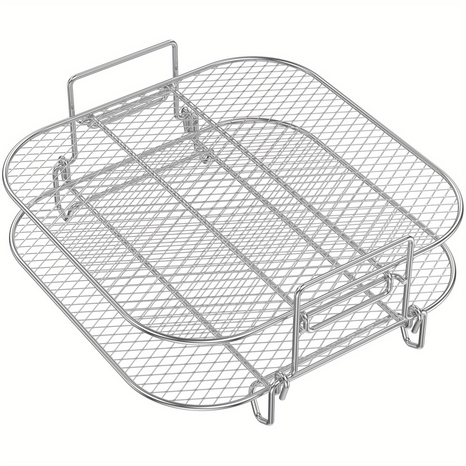 2 piezas de Rejillas para Freidora de Aire de Acero Inoxidable de 20.32cm - Apilables, Resistentes al Calor, Apto para Lavavajillas, Accesorios para Deshidratador y Horno para Freidoras de Aire Cuadradas, Promueve una Cocción Uniforme y Resultados Crispo