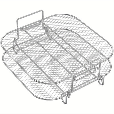 2 piezas de Rejillas para Freidora de Aire de Acero Inoxidable de 20.32cm - Apilables, Resistentes al Calor, Apto para Lavavajillas, Accesorios para Deshidratador y Horno para Freidoras de Aire Cuadradas, Promueve una Cocción Uniforme y Resultados Crispo