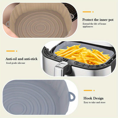 3 paquetes de revestimientos de silicona para freidora de aire de 18,01 cm, bandejas para hornear antiadherentes reutilizables, accesorios para horno, utensilios de cocina para herramientas para hornear