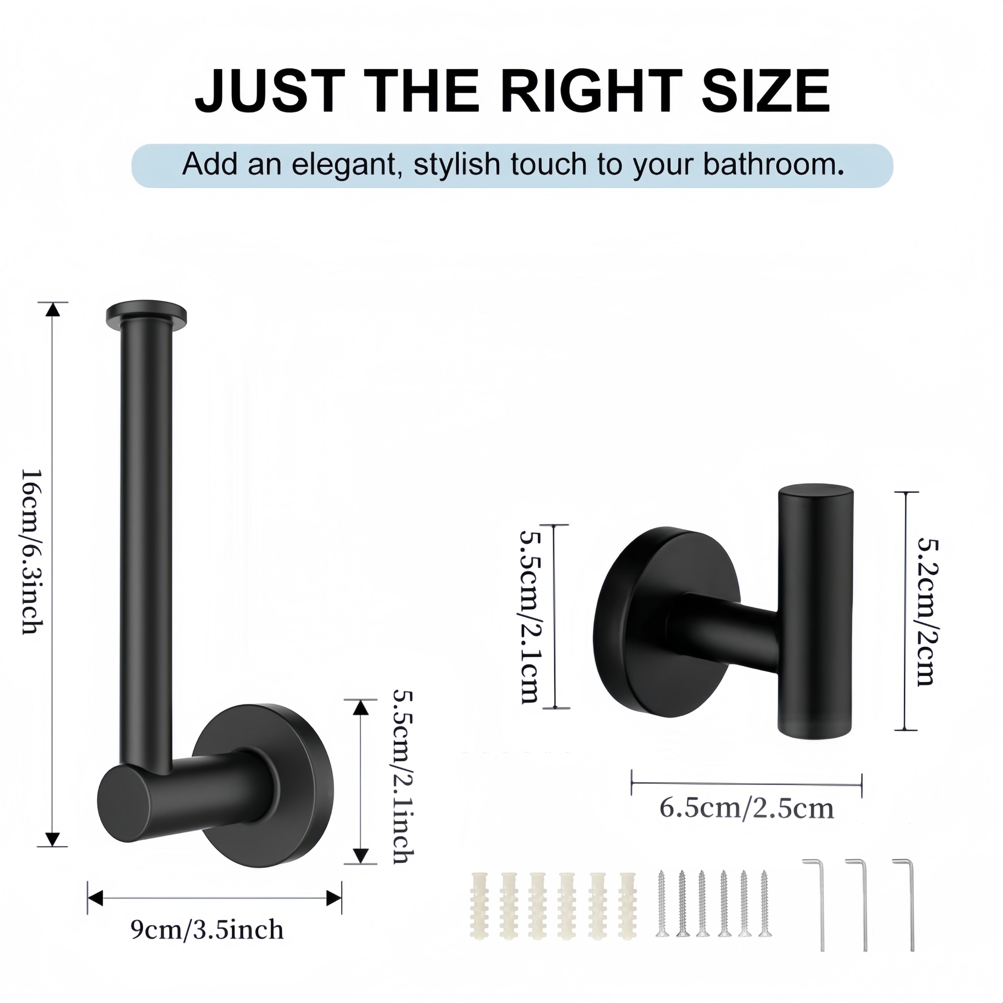 Juego de 3 piezas para baño, accesorios de acero inoxidable incluye toallero y portarrollos de papel higiénico, diseño ahorrador para baños modernos, regalo de Navidad o Halloween, almacenamiento en otoño e invierno